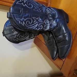 Justin Black Leather Cowboy Boots 9B GUC
